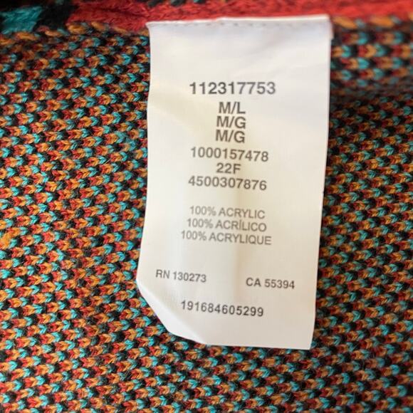 Wrangler Retro Aztec Duster Cardigan M/L Southwestern Long Open Front Sweater - Picture 4 of 6